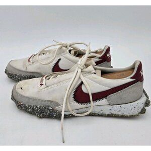 Nike Waffle Racer Crater White Team Red Grey 7.5 CT1983 103 Womens Sneaker